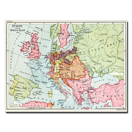 Trademark Fine Art 'Map of Europe After the Peace of Tilsit 1807' Canvas Art, 22x32 BL00593-C2232GG